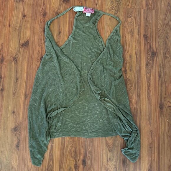 NWT Joyce Leslie olive sleeveless duster sweater S/m - Picture 1 of 3